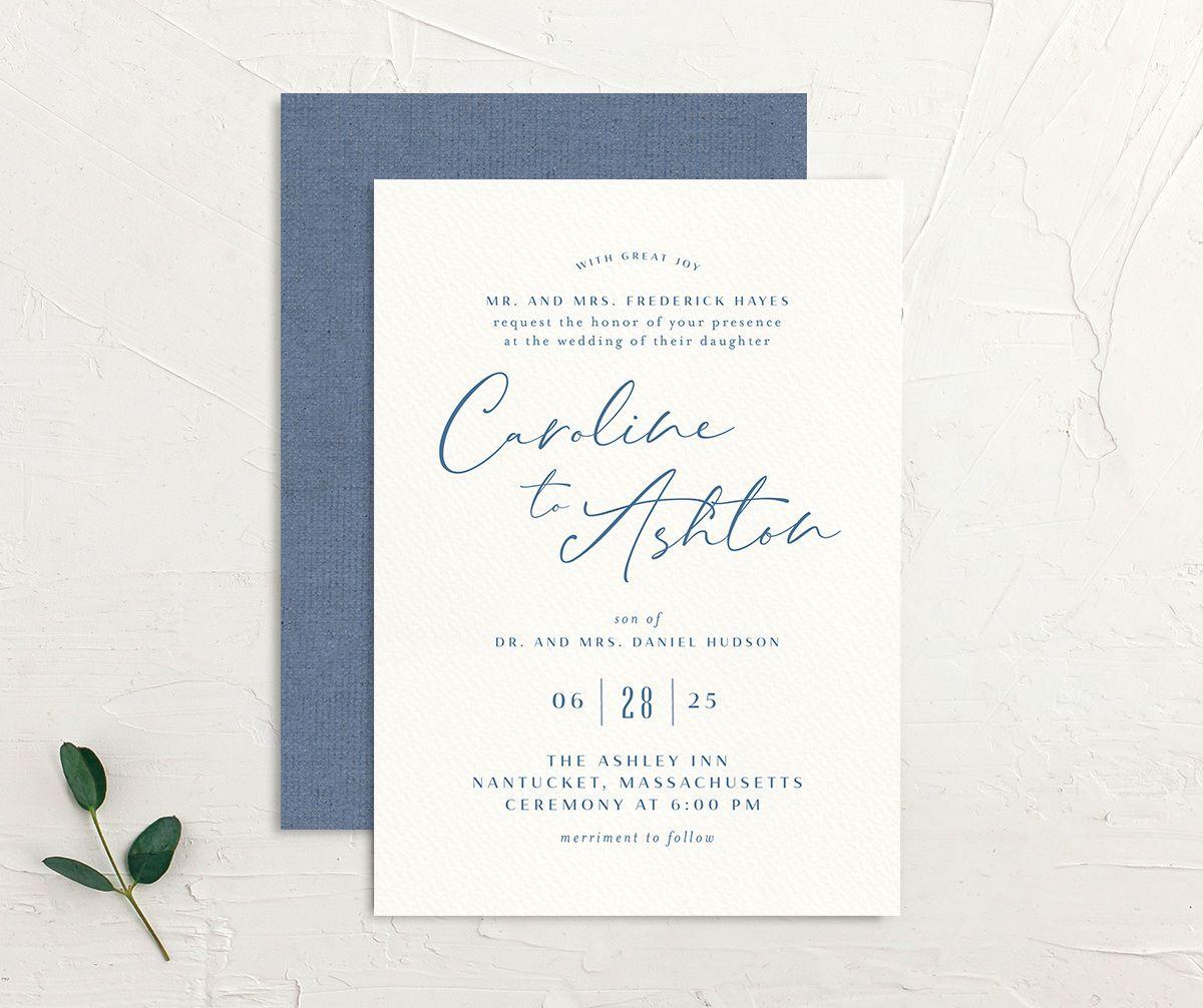 Simple design with blue type on white background