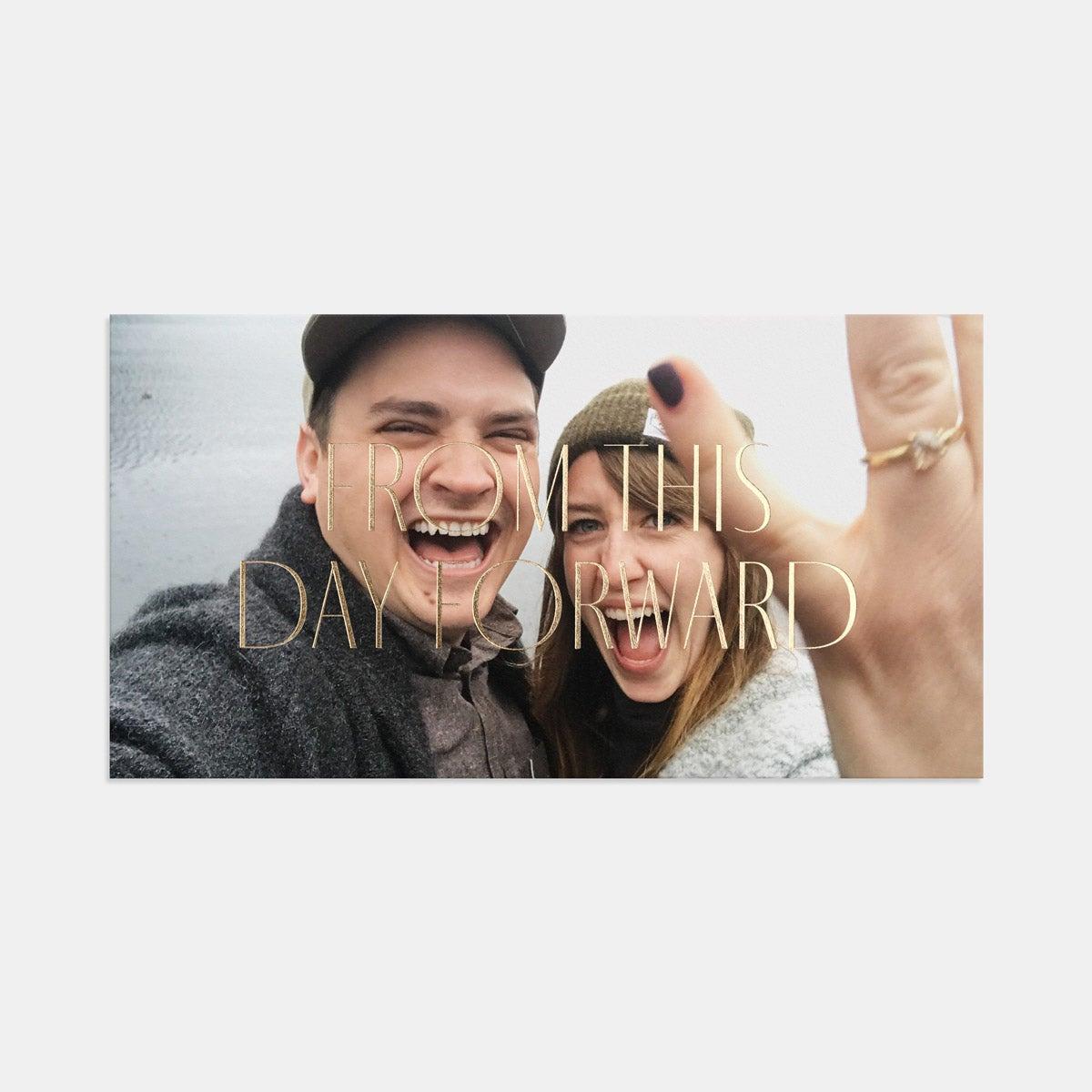 Personalized photo background with 'From this day forward' in gold type