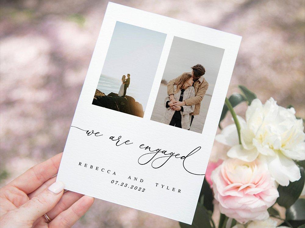 Polaroid design card with personalized photos and calligraphy